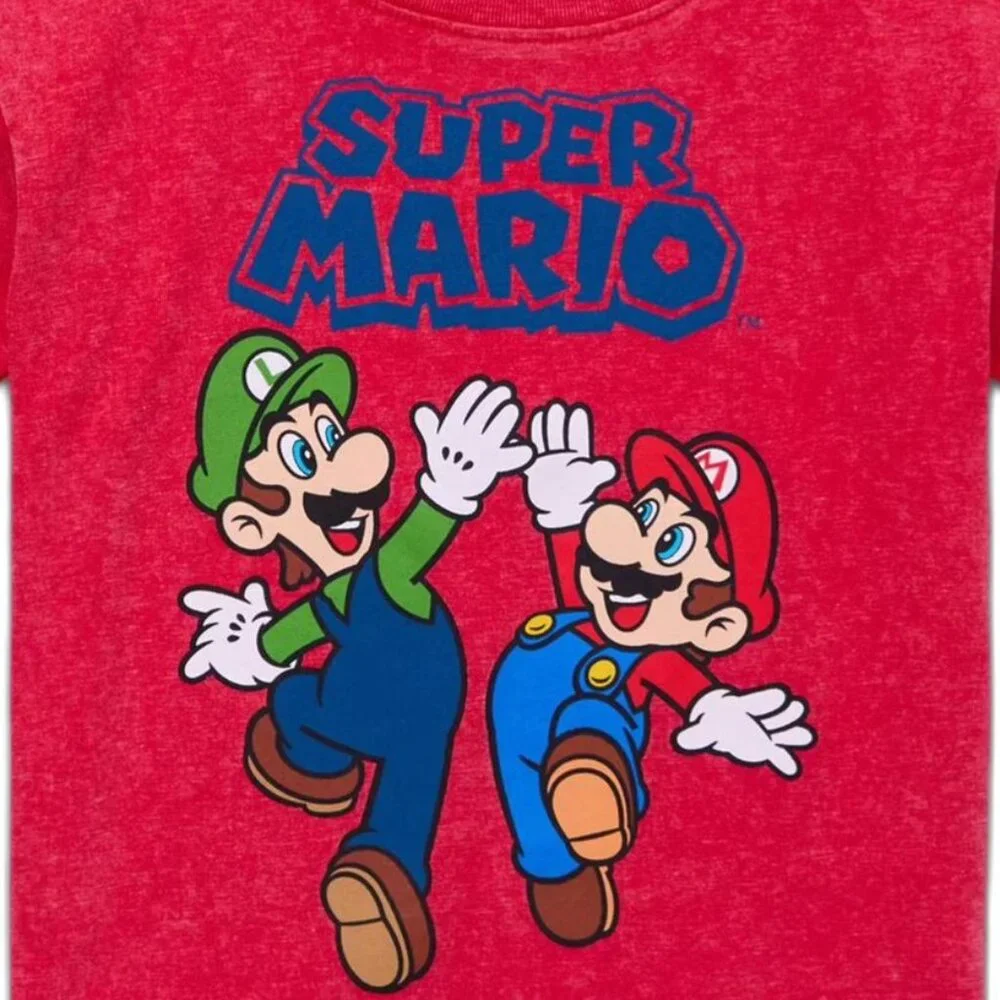 Nintendo SUPER MARIO TODDLER BOYS Shirt SIZE 3T Red Mineral Washed NEW